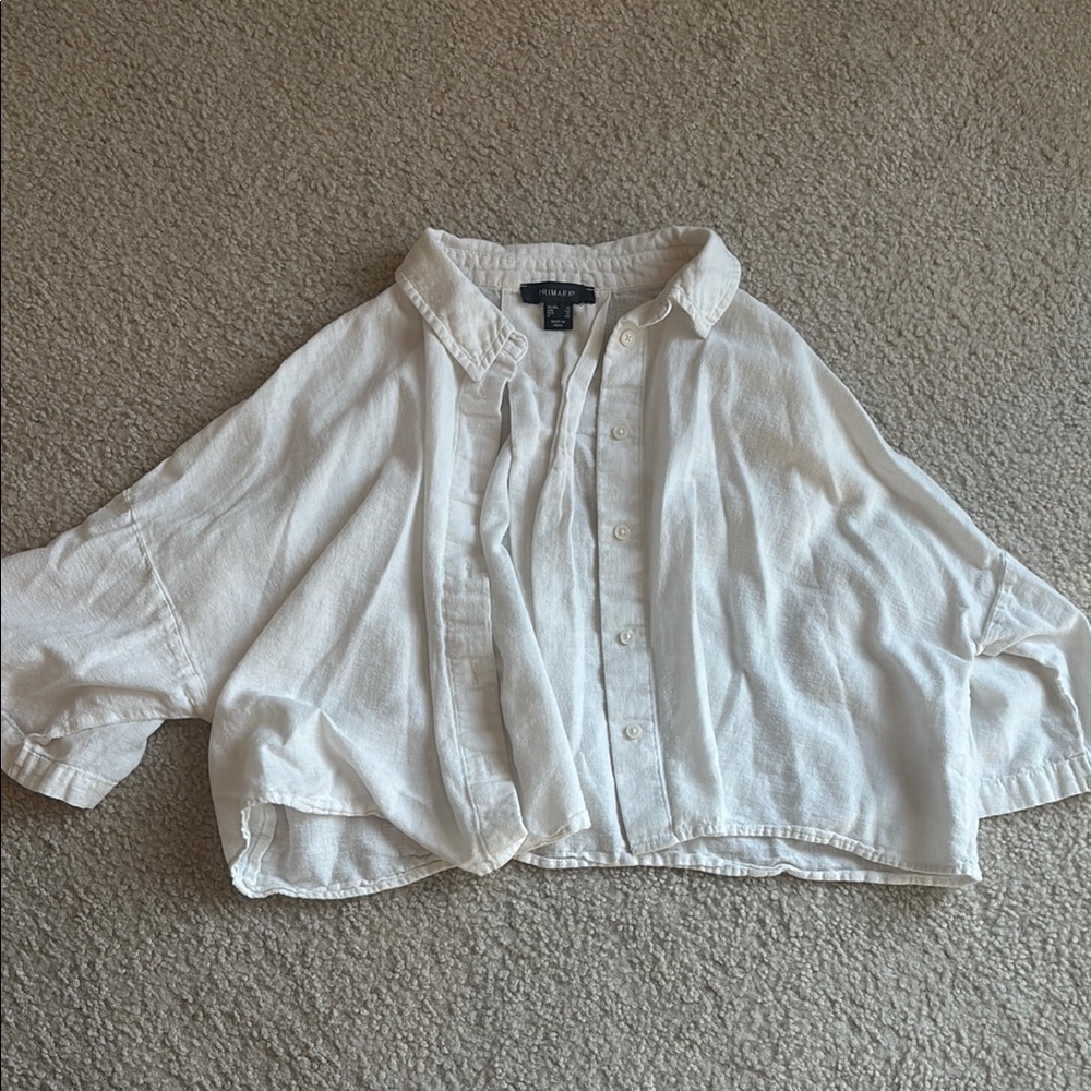 Primark White Button-Up Cropped Shirt